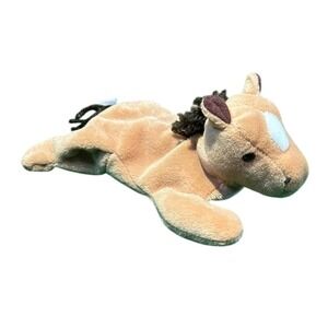 Ty Beanie Babies Derby Horse Plush Tan Brown White‎ Blaze Stuffed Animal Toy